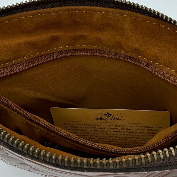 Patrica Nash CassinEmbossed Leather Wristlet Clutch Bag With Zipper & Wrist Stra - Picture 8 of 15